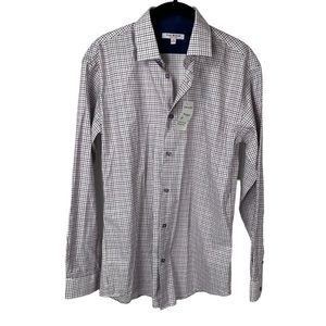 NWT - ISAAC MIZRAHI Boy's Purple MINI CHECK BUTTON DOWN SHIRT 18/20